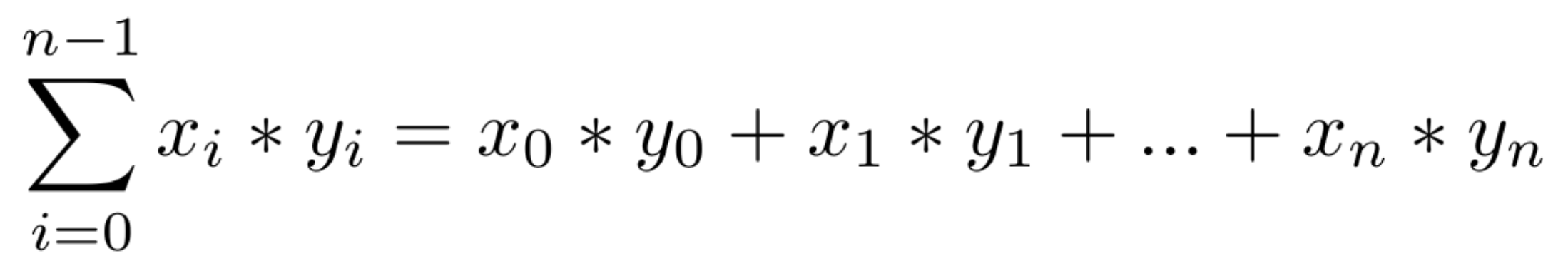 Equation from the scalar product of two vectors.